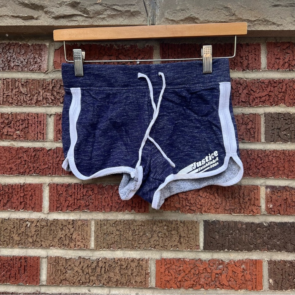 Justice Active Navy Blue and White Heathered Athletic Shorts